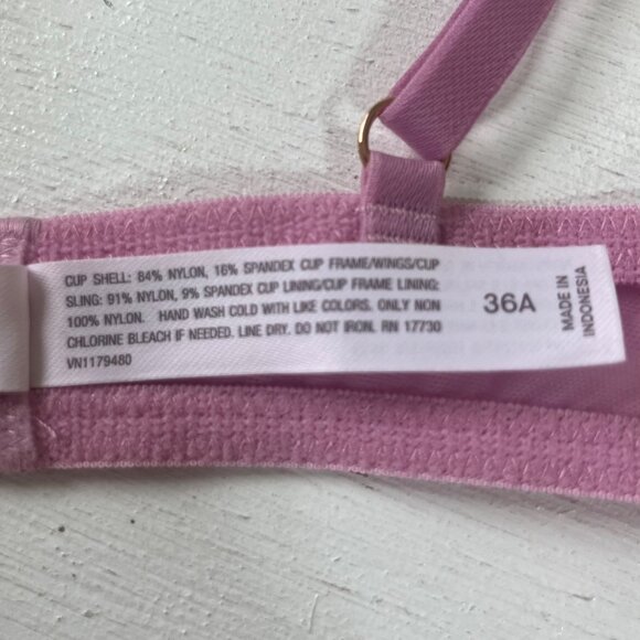 Auden Unlined Balconette Bra Womens 36A Mauve Pink New Lace Underwire - Picture 11 of 11